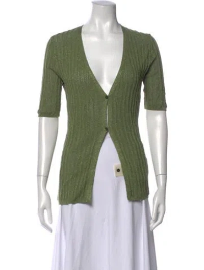 Pre-owned Falconeri V-neck Sweater W/ Tags In Green