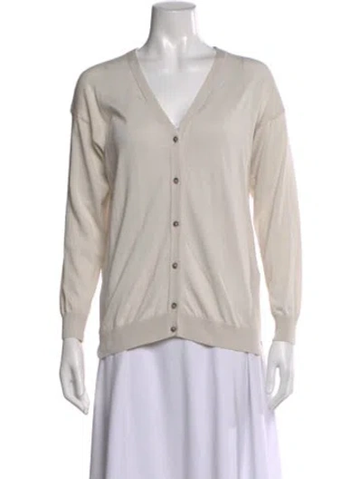 Pre-owned Falconeri V-neck Sweater W/ Tags In Neutral