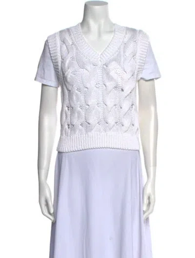 Pre-owned Falconeri V-neck Sweater In White