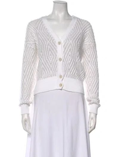 Pre-owned Falconeri V-neck Sweater In White