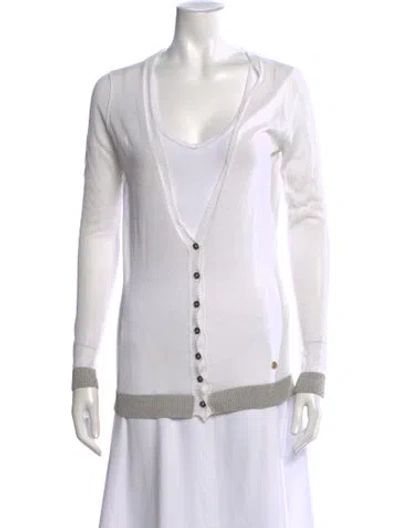 Pre-owned Falconeri V-neck Sweater In White