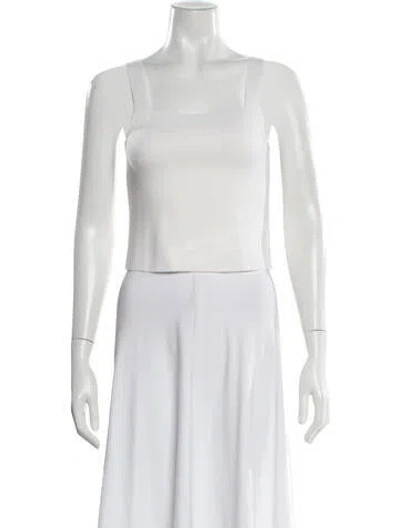 Pre-owned Falconeri Wool Square Neckline Top In White