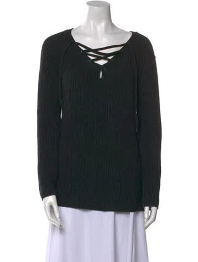 Pre-owned Falconeri Wool V-neck Sweater In Black
