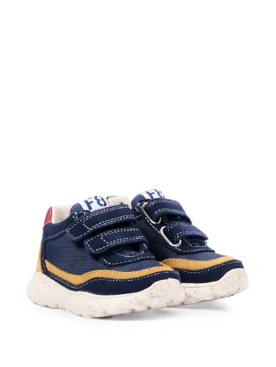 Falcotto Babies' Amantea 2 Vl. Suede-panelled Touch-strap Sneakers In Blue