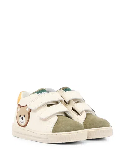 Falcotto Babies' Bear-patch Touch-strap Sneakers In Neutrals