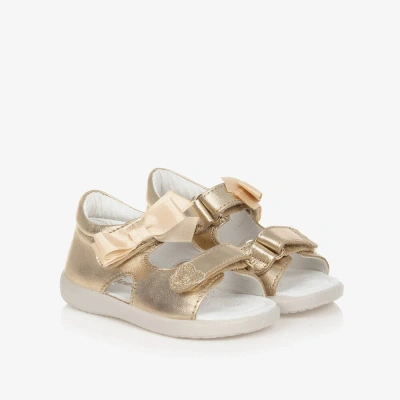 Falcotto By Naturino Kids'  Baby Girls Gold Leather Bow Sandals