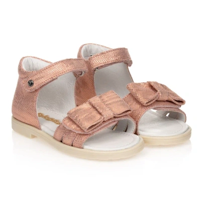 Falcotto By Naturino Babies'  Girls Pink Suede Leather Bow Sandals