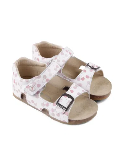 Falcotto Kids' Cherry-print Sandals In White