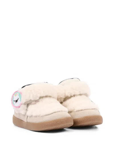 Falcotto Babies' Faux-shearling Touch-strap Trainers In Neutrals