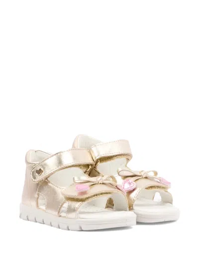 Falcotto Babies' Kiffy Bow Heart Leather Sandals In Gold