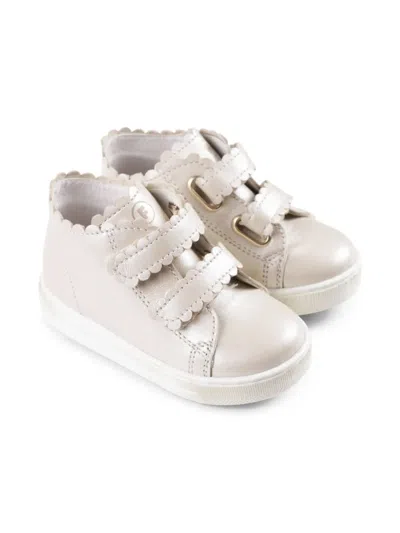 Falcotto Kids' Scalloped-detail High-top Sneakers In Neutrals