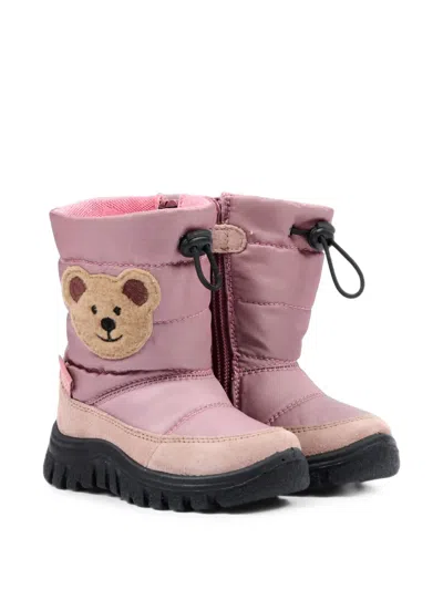 Falcotto Babies' Teddy Bear-patch Quilted Boots In Pink