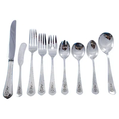 Pre-owned Falick Novick Sterling Silver Flatware Set Chicago 111 Pcs Arts & Crafts Chicago