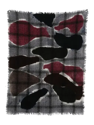 Faliero Sarti Abstract Plaid-check Scarf In Gray