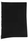 Faliero Sarti Adriel Cashmere Scarf With Frayed Edges In Nero