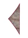 Faliero Sarti Triangle Scarf With Leopard Print And Frayed Edges In Brown