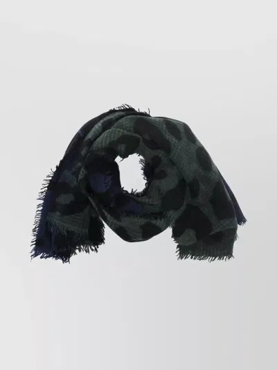 FALIERO SARTI ANIMALIER PRINT SCARF FRINGED EDGES