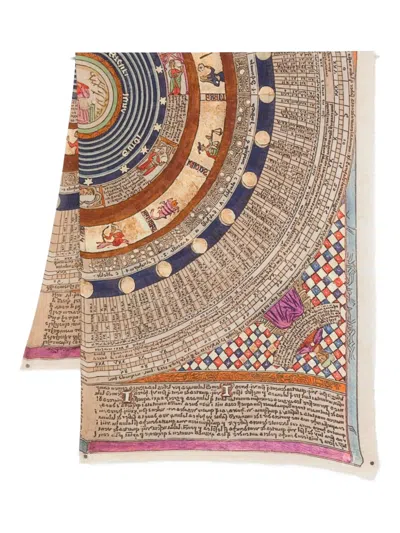 Faliero Sarti Astrological-print Silk Scarf In Brown