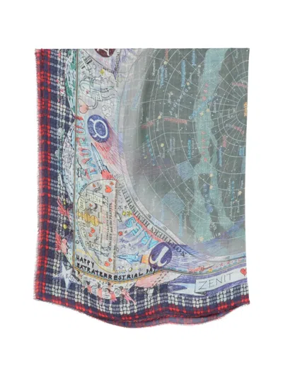Faliero Sarti Astrological-print Frayed Scarf In Multi