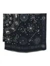 Faliero Sarti Zodiac Pattern Rectangular Scarf In Black
