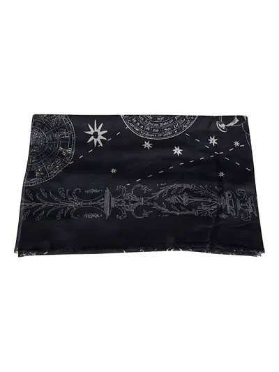 Faliero Sarti Astrology-themed Modal And Cashmere Scarf In Black