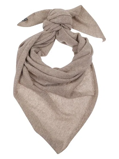 Faliero Sarti Beige Cashmere Stole With Raw-edge Finish In Gray