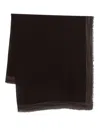 Faliero Sarti Textured Black Scarf With Fringed Edges In Black