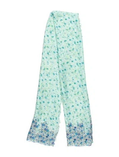 Pre-owned Faliero Sarti Cashmere Printed Scarf In Blue