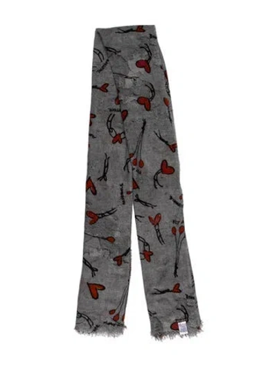 Pre-owned Faliero Sarti Cashmere Printed Scarf In Gray