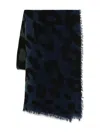 Faliero Sarti Chal Ax Leopard-print Frayed-edge Scarf In Blue