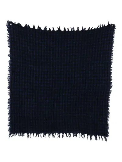 Faliero Sarti Checked Frayed Scarf In Blue