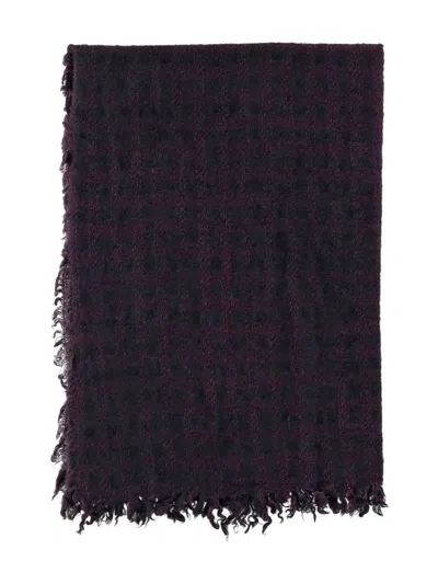 FALIERO SARTI CHECKED-PATTERN FRAYED-EDGES SCARF