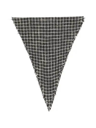 Faliero Sarti Check-pattern Frayed Scarf In Black
