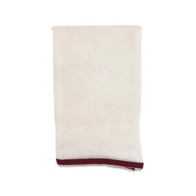 Faliero Sarti Contrast-border Frayed Scarf In White