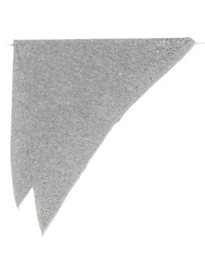 Faliero Sarti Crystal-embellished Cashmere Scarf In Gray