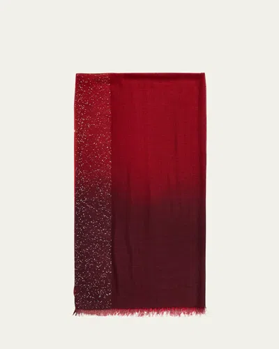 Faliero Sarti Dania Sequined Ombre Wool-silk Scarf In Red Multi