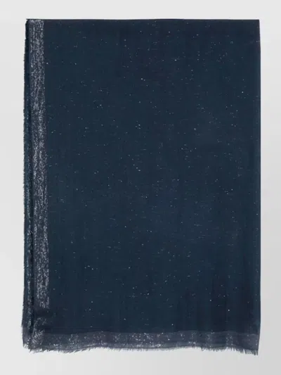 Faliero Sarti Diamante Scarf Sparkling Finish Fringed Edges In Blue