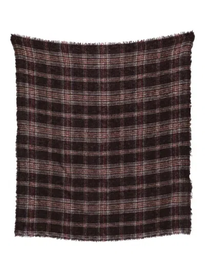 Faliero Sarti Checked Frayed-edge Scarf In Brown