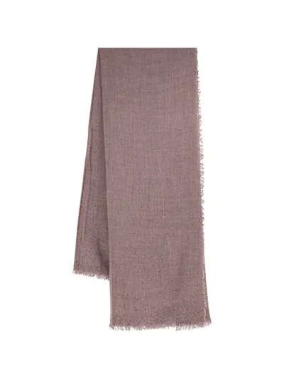Faliero Sarti Domenica Sequin-embellished Frayed Scarf In Purple