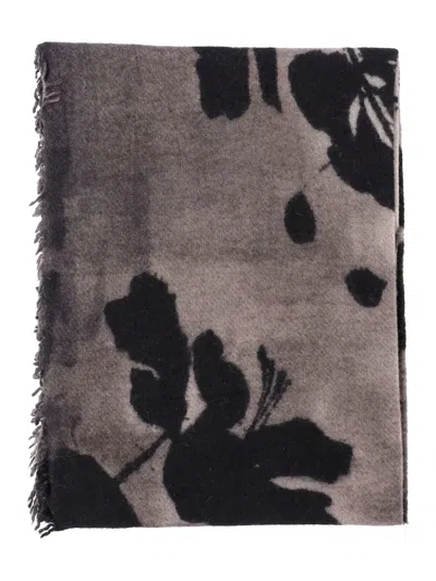 Faliero Sarti Floral-print Fringed Scarf In Neutral