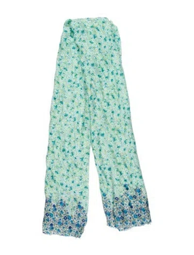 Pre-owned Faliero Sarti Floral Print Scarf In Green