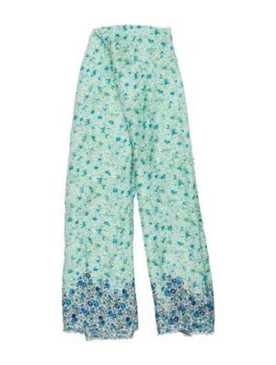 Pre-owned Faliero Sarti Floral Print Scarf In Green