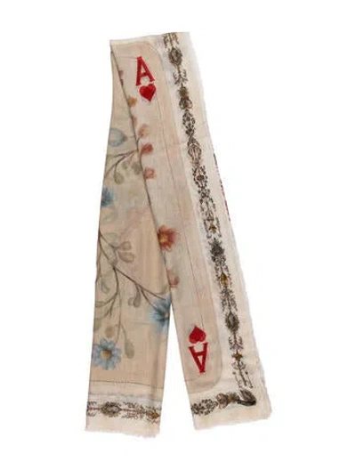 Pre-owned Faliero Sarti Floral Print Scarf In Neutrals