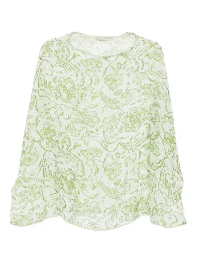 Faliero Sarti Floral-print Silk Dress In Green
