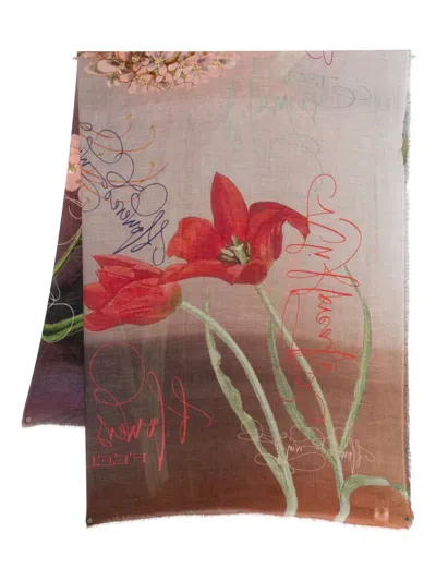 Faliero Sarti Floral-print Silk Scarf In Neutral