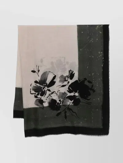 FALIERO SARTI FLORAL SILK PRINT SCARF WITH FRAYED EDGES