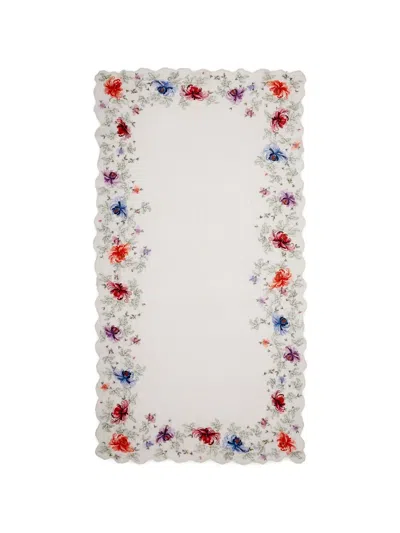 Faliero Sarti Floral-embroidered Scalloped Scarf In Pink