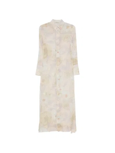 Faliero Sarti Floral-print Long-sleeve Shirt Midi Dress In Multi