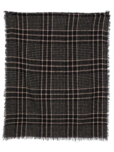 Faliero Sarti Foulard "little Perry" Geometrico In Lana Vergine E Cashmere Marrone