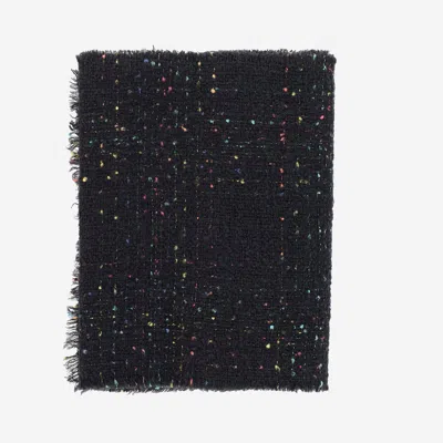 Faliero Sarti Francesca Wool Blend Scarf With Colored Threads In Black